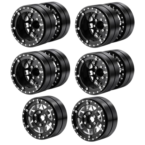 RCHUBAM 1.9" Dually Beadlock Wheel Rims for SCX10 TRX-4 TRX6 G63 6-Wheel | 5PC Aluminum Wheel Hubs,1/10 RC Hauler Crawler Truck Car Upgrade Part - style: 5PCS
