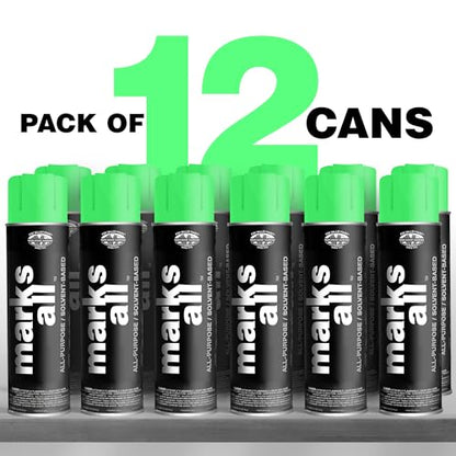 Fox Valley 18oz Marks All Solvent-Based Paint 12-Pack, Green Fluorescent - color: Green Fluorescent