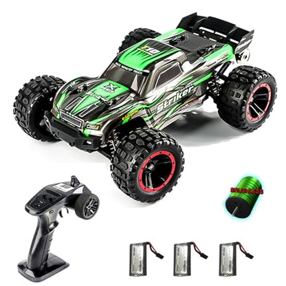 GoolRC 2105A Brushless RC Cars, 1:14 Scale Remote Control Car, 4WD 75KM/H High Speed RC Truck, All Terrains Off-Road Monster Trucks, 2.4GHz Electric Vehicle with 3 Batteries for Adults (Green) - color: Green, size: 3 Batteries