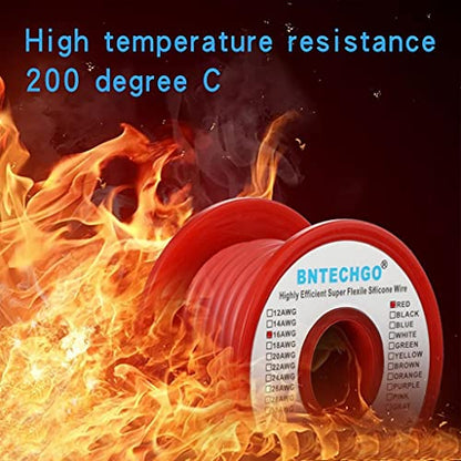 BNTECHGO 16 Gauge Silicone Wire Red 25ft Stranded Tinned Copper Wire | Flexible 16 AWG Stranded Wire Silicone Rubber Insulation For RC Models, Drone, Robot, Battery, EV Charger, 3D Printer, DIY - color: 16 gauge silicone wire red, size: silicone wire 25ft