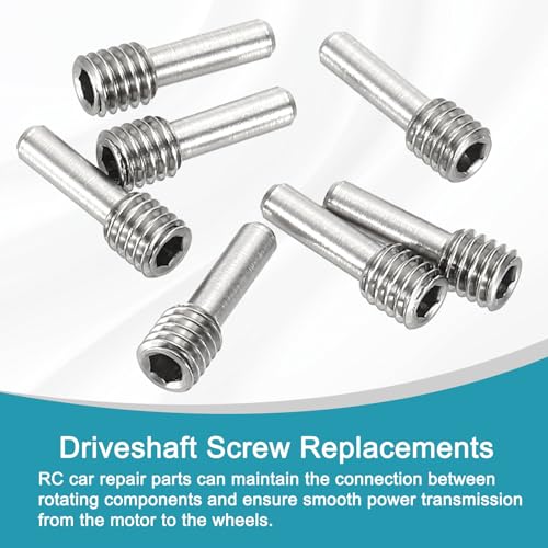 MECCANIXITY 8 Pack Driveshaft Screw Pins, M4x12x4mm Universal Stainless Steel Drive Shaft Screw Pins, RC Car Repair Parts for Electric Car/Truck Replacement - size: M4x12x4mm