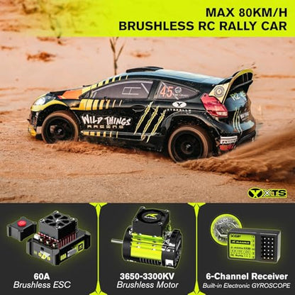 CROBOLL 1/10 Brushless Carbon Fiber RC Rally Cars with Gyro, Max 50 mph,RTR | RLAARLO Fast RC Car 2.4Ghz All Terrain Remote Control Car, Waterproof 4x4 Hobby RC Truck with 3S Battery - color: Green