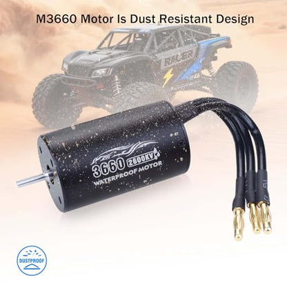 Surpass Hobby 3660 Brushless Motor 2600kv Waterproof 4 Poles sensorless Shaft 3.175 Motor for 1/10 RC Racing Car - size: 2600KV, style: 3660 Motor