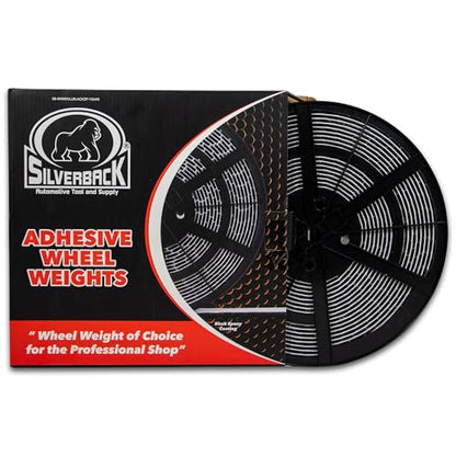 Silverback 1/4oz Black Steel Adhesive Tape Wheel Weights with EZ Peel Tape. Designed for The Professional Tire Dealer. Cars, Trucks, SUV's, & Motorcycles. 10lb. Roll Black .25oz Steel Tape Weight. - color: Black