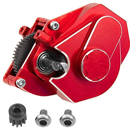 ShareGoo Aluminum Complete Transmission Gearbox w/Transmission Gear Upgrade Part Compatible with Axial SCX24 Deadbolt C10 JLU Gladiator Bronco 1/24 RC Crawler Car (Red) - color: Red