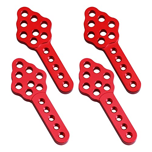 4Pcs Metal CNC RC Car Shock Absorber Mount Adjust Height Angle Stand for Axial SCX10 90046 D90 D110 SCX10III RC Crawler Upgrades (Red) - color: Red