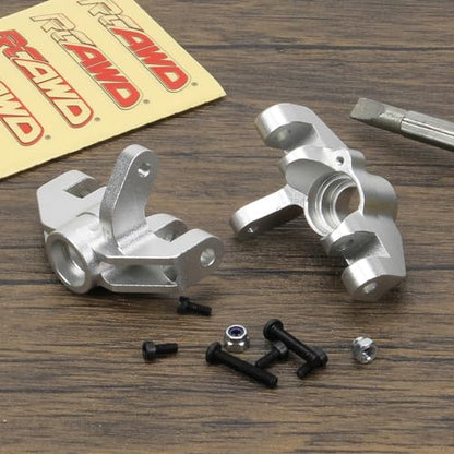 RCAWD Aluminum Steering Spindle Set Steering Blocks LOS234013 for 1-10 Losi Hammer Rey Rock Rey Upgrade Parts (Silver)