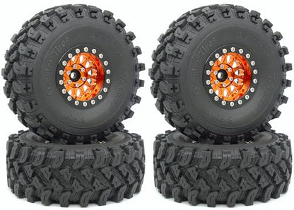 RC 1.9 Beadlock Wheels Negative Offsets 8mm and Tires for 1/10 SCX10 SCX10 SCX10 Pro TRX4 TRX6 Gen7/8 RC Crawler Remote Control Car Upgrades Aluminum 1.9 Wheel Rims (Orange Black) DK - color: Orange Black