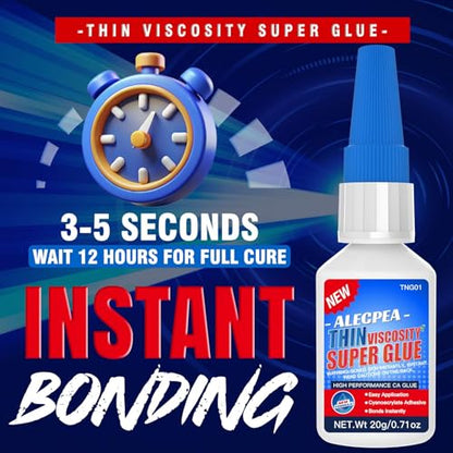 Thin CA Glue 20g, Cyanoacrylate Super Glue with 3 Droppers | Fast 15 Second Set, Clear Capillary Flow For Hairline Gaps In Wood, Metal, Plastic, Ceramic, Rubber, And Jewelry - size: 20g-Clear-Thin