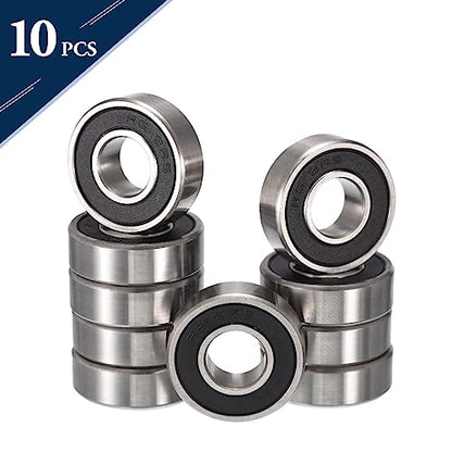 R6-2RS Deep Groove Ball Bearings, ID 3/8" x OD 7/8" x Width 9/32" Double Rubber Sealed Ball Bearing Pre-Lubricated Chrome Steel Z2 Lever 10pcs - size: R6-2RS 3/8"x7/8"x9/32"