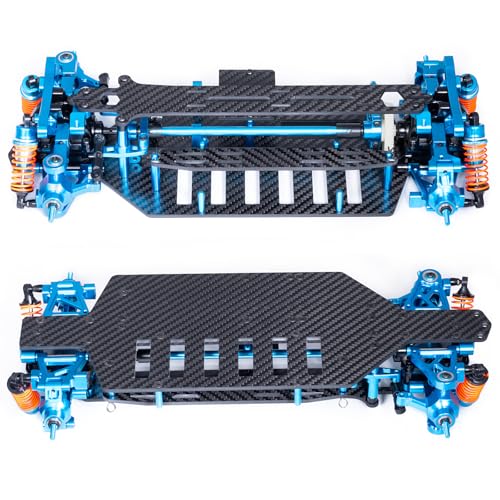 Aluminum&Carbon Fiber Chassis RC Touring Car Body Frame Kit with Wheels for Tamiya TT02 1/10 RC Drift Car Upgrades Parts