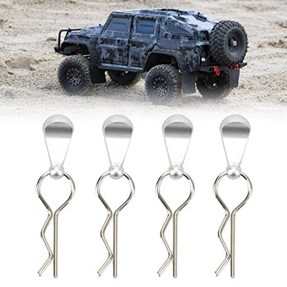 4Pcs RC Car Body Clips with Pull Tabs, Stainless Steel Universal Car Clips for 1 8 1 10 Remote Control Car Upgrade Parts (Silver) - color: Silver