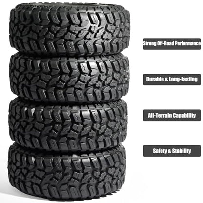 2.2 Rubber Rocks RC Tires with Foam Inserts - 125mmOD Tire Super Soft Rubber for 1:10 Scale Rock Crawlers, Trail Trucks - Compatible with Axial SCX10 90046 AXI03007 D90 Traxxas TRX-4, KM2 Wraith - size: 2.2in
