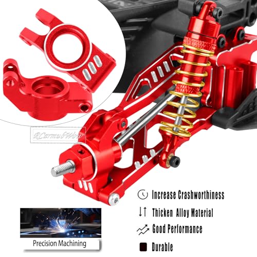 RC Upgrades Part for 1/18 Granite GROM MEGA 380,Front Rear Shock Absorber,Driveshafts CVD,Suspension Arms,Front Steering Block Knuckles & C-Hubs Caster Blocks & Rear Hubs,Red - color: Red(1set)
