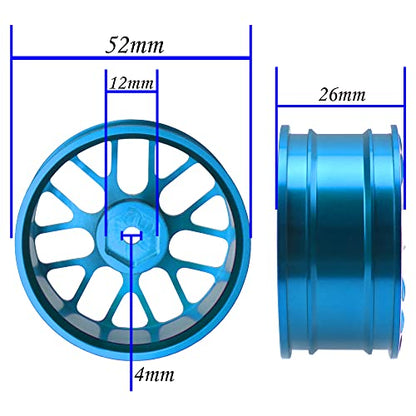 4Pcs Vgoohobby Aluminum Wheel Rims 12mm Hex Hub Width 26mm Compatible with 1/10 Tamiya TT-01 Kyosho RedCat Sakura HSP HPI 1/10 On-Road Racing Touring RC Drift Car (Blue) - color: Blue