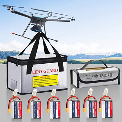 260 * 130 * 150mm +185 * 75 * 60mm Lipo Battery Safe Bag Fireproof Explosionproof for Lipo Battery Storage and Charging Home Office Travel Fireproof Safe Storage Pouch - size: 260*130*150&185*75*60mm