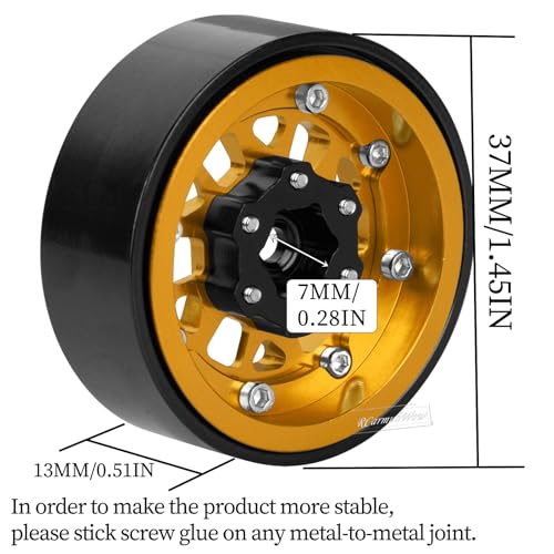 RC 1.3" Beadlock Wheels 1.3 rc Wheels for RC Crawler 1/18 TRX4M,1/24 SCX24,Alloy Aluminium 1.3 Beadlock Wheels 1.3 rc Rims,4pcs,Yellow - color: Yellow(4pcs)