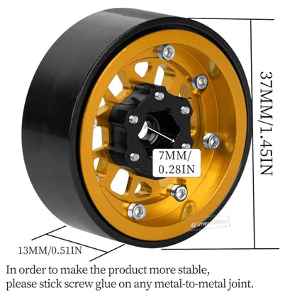 RC 1.3" Beadlock Wheels 1.3 rc Wheels for RC Crawler 1/18 TRX4M,1/24 SCX24,Alloy Aluminium 1.3 Beadlock Wheels 1.3 rc Rims,4pcs,Yellow - color: Yellow(4pcs)