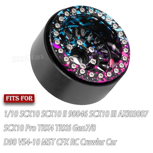 RC 1.9 Wheel Rims for 1/10 SCX10 SCX10 II 90046 SCX10 III AXI03007 SCX10 Pro TRX4 TRX6 Gen7/8 D90 VS4-10 MST CFX RC Crawler Car,4pcs Aluminum 1.9 Wheel Rims,Colour - color: Colour - (Rims)