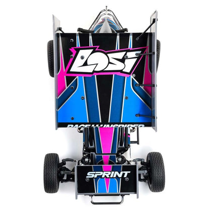 Helidirect Losi 22S Sprint 1/10 Scale 2WD RTR Dirt Oval RC Sprint Car, Brushed Spektrum Radio System - Blue - color: Blue