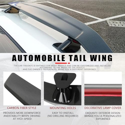 JMTBNO 46Inch Universal Rear Spoiler, Carbon Fiber ABS Sport Style Racing Spoiler Truck Wing Lightweight,Rear Trunk Spoiler Wing Lid Tail Deck Spoiler Fit for Sedan Coupe Hatchback - color: Carbon Fiber