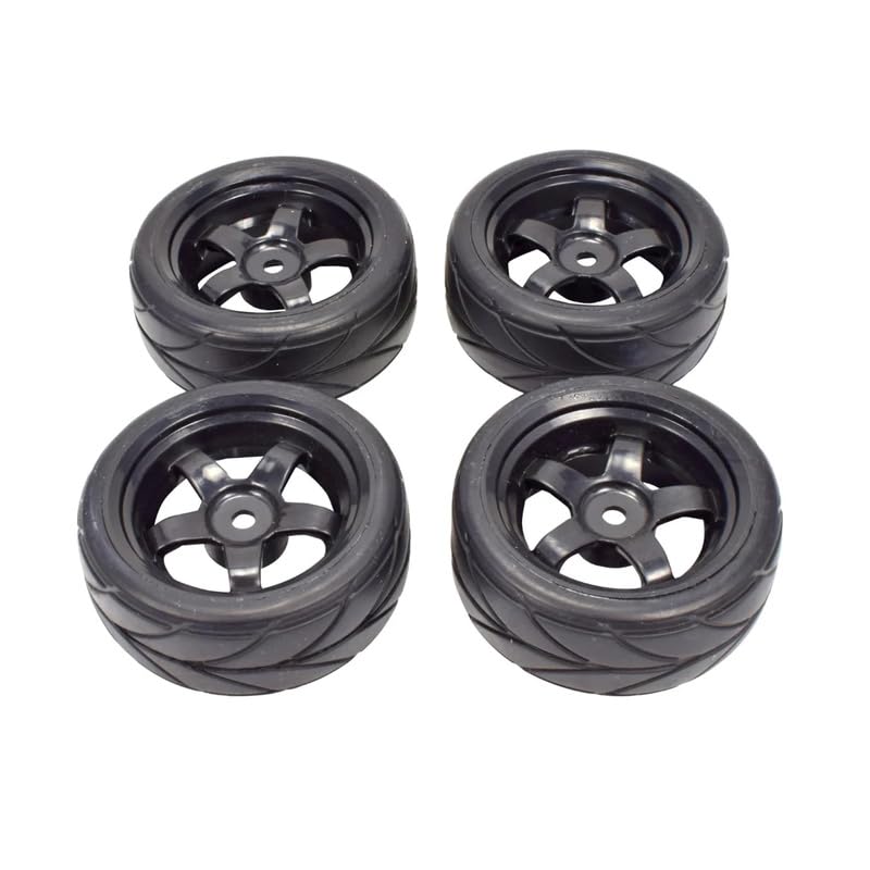Powerhobby 1/10 On-Road Car Black 5 Spoke Wheels/V Tread Tires