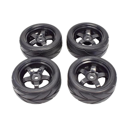 Powerhobby 1/10 On-Road Car Black 5 Spoke Wheels/V Tread Tires