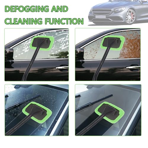 OFBAND Car Window Cleaner Tool Kit,Microfiber Car Windshield Cleaner Inside with 4PCS Soft Reusable Cloth Cover,Universal Removable Car Glass Cleaner Tool Kit Car Cleaning Tools