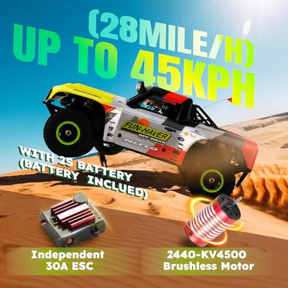 FMS 1/18 RC Truck FSC18 Ford Bronco, Officially Licensed by Ford Short Course RC Car, 4x4 Off-Road RC Crawler with LED Lights, and Quick-Release Body-RTR (Race Livery B (Brushless Version)) - style: Race livery B-Brushless version