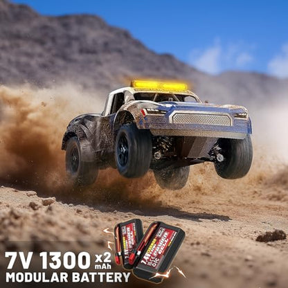 1:16 Scale RC Monster Truck, 2.4GHz Remote Control Fast RC Car 36km/h 4WD Off-Road Water-Resistant Electric Powered Vehicle with Dual Batteries, Drift & Off-Road Tires, Metal Drivetrain and LED Lights