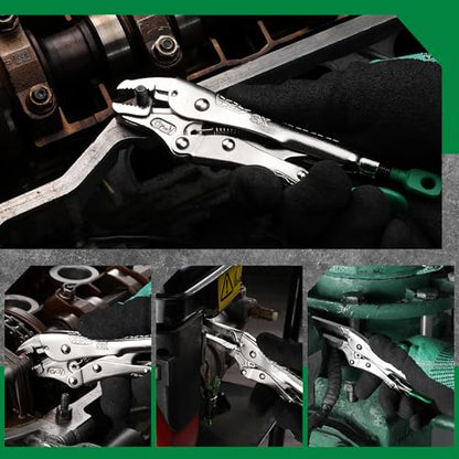 SK 5-Piece Locking Pliers Set, Long Nose & Curved Jaw Vice Grips | Vise Grip Pliers, Premium CR-V Steel, Ergonomic Anti-slip Handle, Ideal for Welding or Assembly, with Rolling Pouch - size: 5-Piece