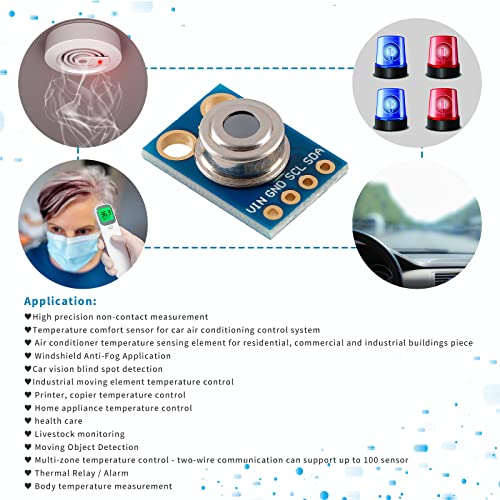 GY-906 MLX90614 Non-Contact IR Infrared Temperature Sensor Module IR Temperature Acquisition Module High Precision High Resolution Infrared Temperature Sensor IIC Serial Port for Arduino