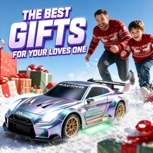 1:24 Scale RC Car with 2.4GHz, 4WD High Speed Remote Control Drift Car | RC drift car with LED lights, 2 batteries(50-min) & dual mode tires (drift/speed).Birthday gift for boys aged 4-12, Silver - color: 4-silver