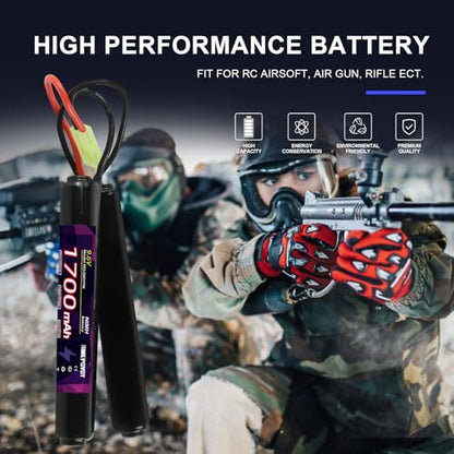 NiMH Airsoft Battery 9.6V 1700mAh Rechargeable Nunchuck Stick Battery Pack with Mini TMY Plug for Air Soft Gun Rifle - color: 9.6V