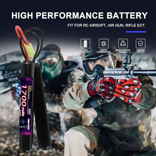 NiMH Airsoft Battery 9.6V 1700mAh Rechargeable Nunchuck Stick Battery Pack with Mini TMY Plug for Air Soft Gun Rifle(2 Packs) - color: 9.6V-2