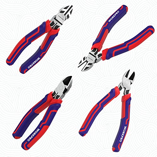WORKPRO 6” Wire Cutters Heavy Duty CRV Steel, Diagonal Pliers for Cutting Wires Craft, Comfort Grip Handle - style: 6-inch