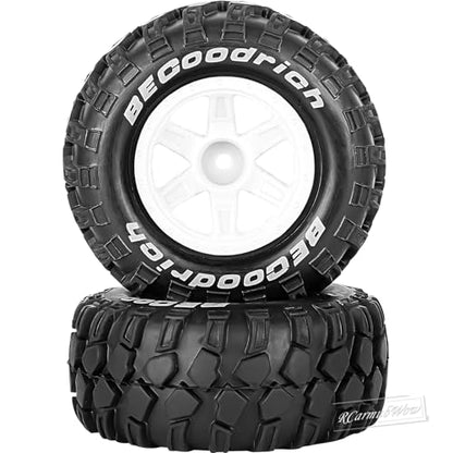 RC Wheels and Tires Off-Road Buggy Tires for 1/12 1/14 1/16 RC Off Road Monster Truck E-REVO Summit REDCAT HPI SAVAGEGT-2XS Volcano-16,1/12 1/14 1/16 Wheels Tires Set Pre-glued,White - color: White(4pcs)