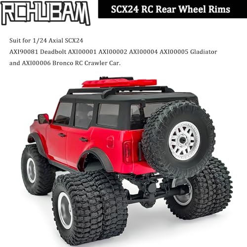 RCHUBAM Rear Wheel Rims with CVD Drive Shaft for 1/24 Axial SCX24 | Rear Wheel Hubs Crawler Car Upgrade Parts Replacement Accessories