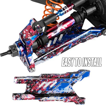 RC Aluminum Suspension A-Arms Upgrades Part for 1/10 Slash Rustler Stampede 4X4 VXL BL-2s,Hoss 4WD VXL,XO-1,Alloy Front Rear RC Suspension Arms Hops up,Colorful - color: Colorful - (Suspension Arms)
