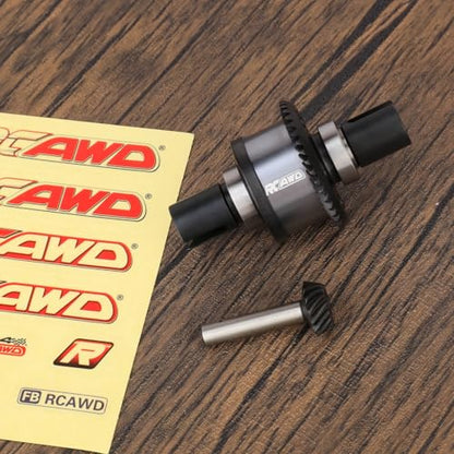 40T Front Differential #45 Steel Gears Diff Output Aluminum Diff Case with 14T Input Gear for Losi 1/10 Baja Rey Rock Rey Hammer Rey U4 Upgrade Parts (Titanium)
