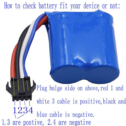 Blomiky 2 Pack 7.4V 600mAh Li-ion Battery with SM-4P Plug for Old Version UDI008 UD08 UDI001 Venom Speed RC Boat UDI001 Battery 2