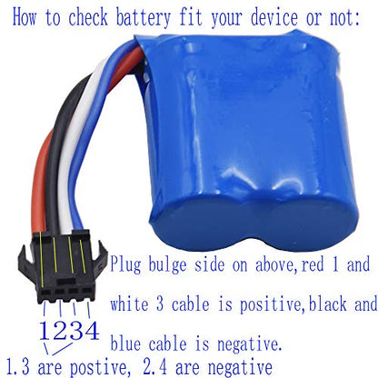 Blomiky 2 Pack 7.4V 600mAh Li-ion Battery with SM-4P Plug for Old Version UDI008 UD08 UDI001 Venom Speed RC Boat UDI001 Battery 2