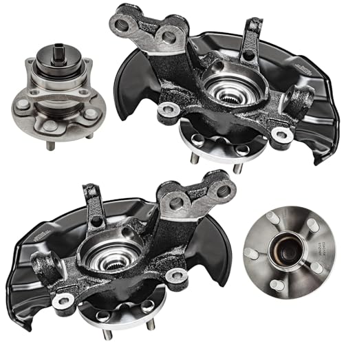 Detroit Axle - 4pc Steering Knuckles Kit for 09-13 Toyota Corolla Matrix, 2 | Front Steering Knuckles & Wheel Bearing Hubs 2 Rear Wheel Bearing and Hubs 2009 2010 2011 2012 2013 Replacement - size: 4UW48584/Kit