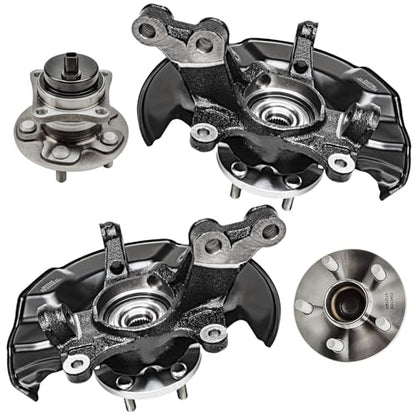 Detroit Axle - 4pc Steering Knuckles Kit for 09-13 Toyota Corolla Matrix, 2 | Front Steering Knuckles & Wheel Bearing Hubs 2 Rear Wheel Bearing and Hubs 2009 2010 2011 2012 2013 Replacement - size: 4UW48584/Kit