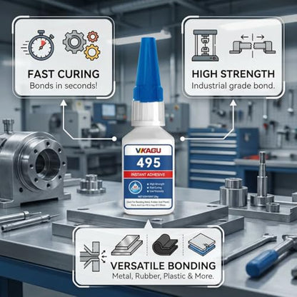 495 Super Glue Instant Adhesive Clear 20g Suitable for Metal Rubber and Plastic 2 Pack - size: 495, style: 2 Pack
