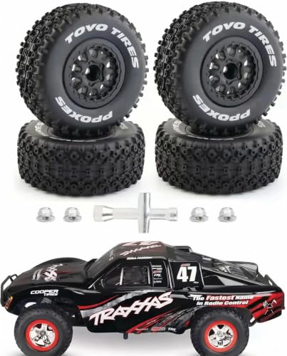Levelda RC 1/10 12 mm Hexagonal Remote Control Wheels and Tires are Suitable for Trax Short Truck Tires and are Applicable to Slash 4x4 2WD Arrma Senton HSP Modified Tires and Wheels.