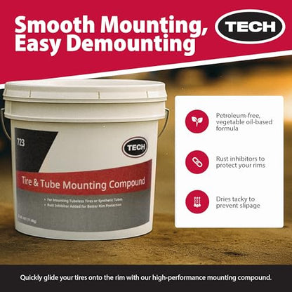 Tire and Tube Mounting Compound - Provides Excellent Lubricity, Dries Tacky to Prevent Rim Slipage, 25lb Pail (11.34 kg)