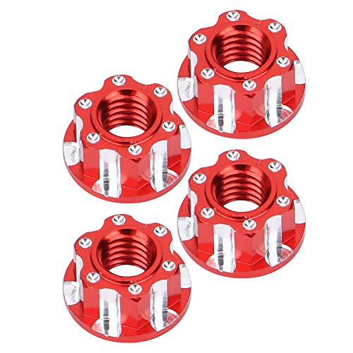 RC Hex Nuts, Lightweight Durable Aluminum Alloy 4pcs Set Hex Wheel Nuts 17mm M4 for 1/10 Scale RC Car Enthusiasts Off-Road Racing Daily Maintenance