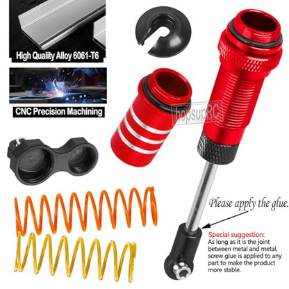Upgrades Part Front Rear Assembled Full Metal Shocks Aluminum Big Bore RC Shocks Absorber Damper for 1/10 Slash/Rustler/Stampede/Bandit 4X4 4WD 2WD(VXL).Red(4PCS) - color: Red(4PCS)