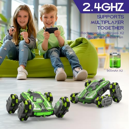 LECPOP 8WD Remote Control Car, 2.4GHz Gesture Sensing RC Stunt Car Double-Sided Driving Climbing Toy for Kids 9 10 11 12 Year Old Christmas Birthday Gifts, RC Cars Toys for Ages 6 7 8-13 14 Boys Girls